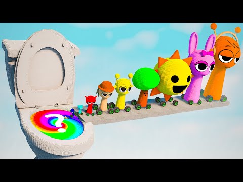 Big & Small Incredibox SPRUNKI Cars Vs Giant Toilets with Rainbow Portals | TEARDOWN