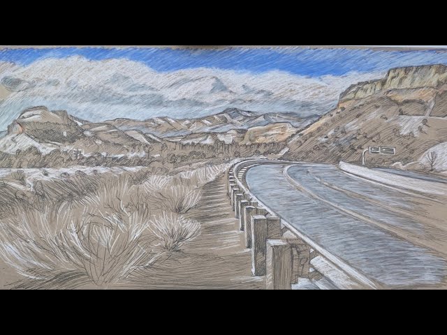 Plein-air: The road to Los Alamos, 3-22-22