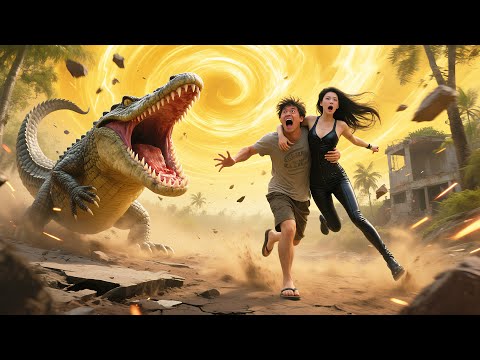 Stranded on a deserted island and chased by crocodiles! Sexy female boss comes to the rescue!