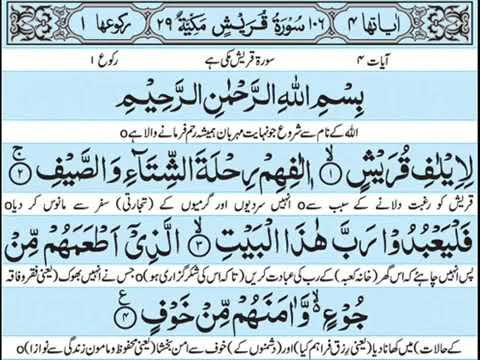 Surah Quraish with urdu translation