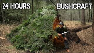 24 Hours: Building & Camping in Bushcraft Tree Shelter