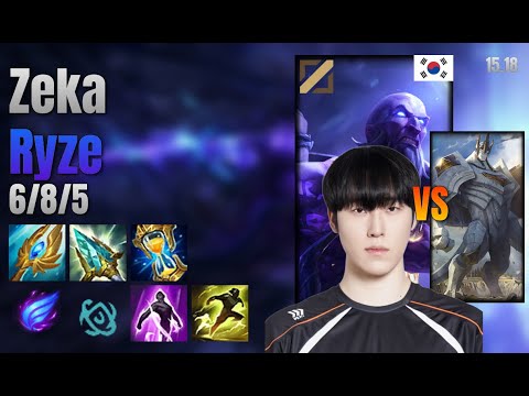 Zeka Mid Ryze vs Galio lol KR solo rank Full Game 15.18 | 제카 라이즈 vs 갈리오