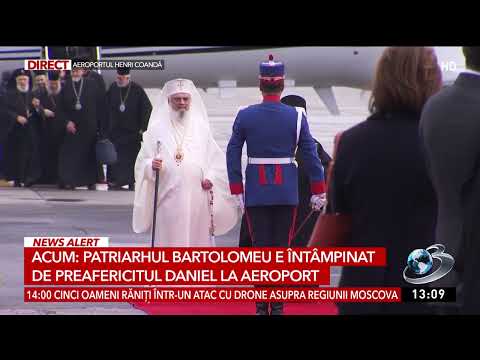 Patriarhul Bartolomeu e întâmpinat de Preafericitul Daniel la aeroport