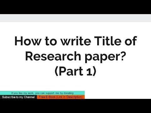 How to write the Title of the Research Paper? – Researcher's Quest
