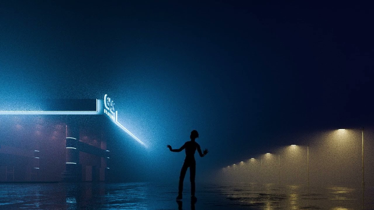 Cinematic Night Gas Station Scene 3D Model