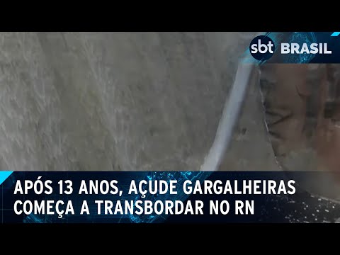 Açude Gargalheiras começa a transbordar no Rio Grande do Norte | SBT Brasil (04/04/24)