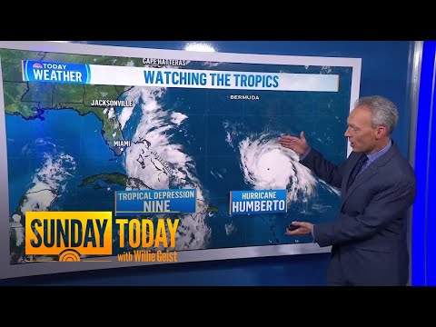 Dueling Tropical Storm and Hurricane Humberto Move Up Atlantic