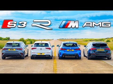 Nuevo Audi S3 vs BMW M135i vs AMG A35 vs VW Golf R: ARRANCONES
