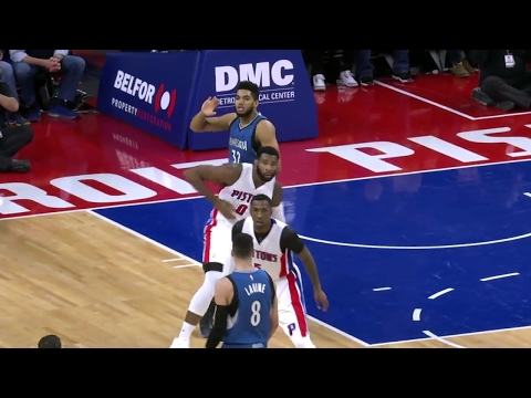 Karl Anthony Towns Works Down Low   Timberwolves vs Pistons   Feb 3, 2017   2016 17 NBA Season