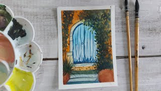 Mini Watercolor Painting For Beginners| Easy Watercolor Landscape Drawing  #art #watercolor