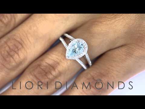 FD-SOLD-088 - 1.50 Carat Fancy Blue Pear Shape Diamond Engagement Ring 18k White Gold