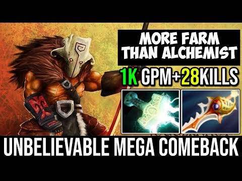 Unbelievable Mega Creeps Comeback With 1kGPM + 28Kills Pro Juggernaut MORE FARM THAN ALCHEMIST DOTA2