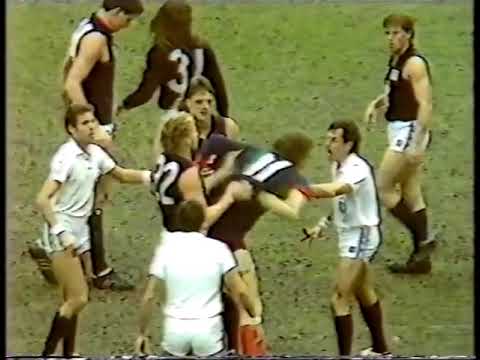 Fight in the opening minutes of Rd 22 1988 Carlton v Melbourne