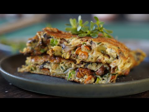 Omelette champignon moelleuse et facile en 5 ingrédients