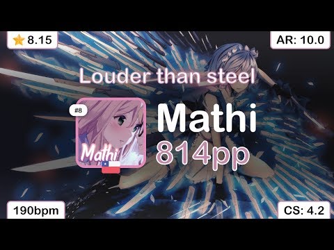 [8.15⭐] Mathi | ryu5150 - Louder than steel [ok this is epic] +HD 99.41% {#2💖2❌814pp if Ranked}
