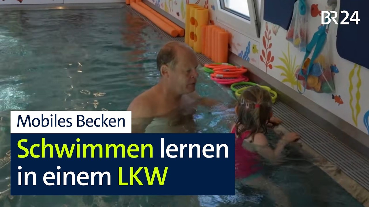 Mobiles Schwimmbecken auf einem LKW | Abendschau | BR24