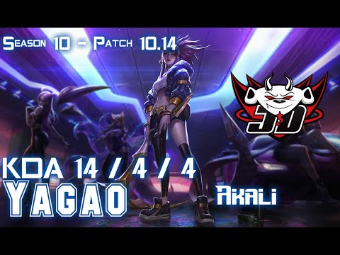 JDG Yagao AKALI vs YASUO Mid - Patch 10.14 KR Ranked