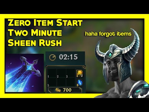 NO ITEM START 2 Minute Sheen Rush Tryndamere Is INSANELY OP - Mid Tryndamere Gameplay