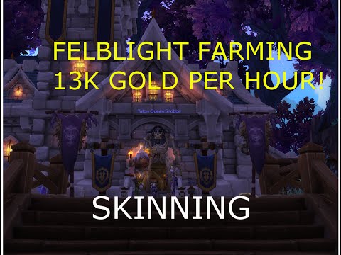 WoW 6.2 Felblight gold farm: 13k/hr skinning gold guide WoD
