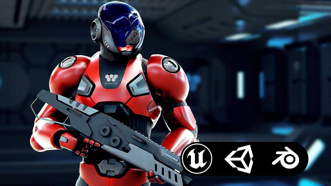 Cyber ​​Soldier R-700 Auto-Rig Pro, ger&uuml;stet f&uuml;r Mixamo Unreal Engine Unity 3D Modell