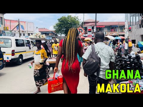 Deep inside Accra’s biggest local market , MAKOLA, Accra - Ghana, Africa || stroll in 4k