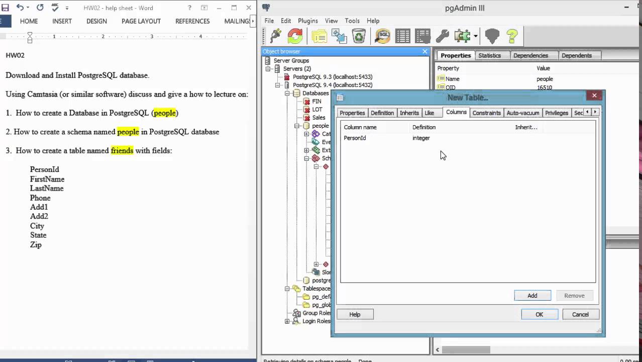 Database Tutorial (pgAdmin III) - HW02
