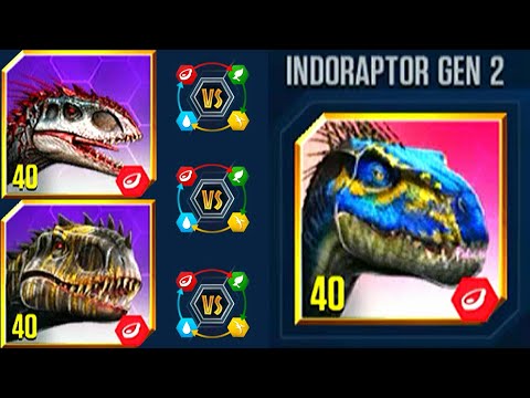 INDOMINUS REX Vs INDOMINUS REX GEN 2 DEFEAT WITH INDORAPTOR GEN 2 | JURASSIC WORLD THE GAME