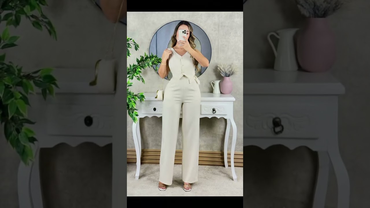 Hermoso conjunto de chaleco pantalón bota ancha $70.000