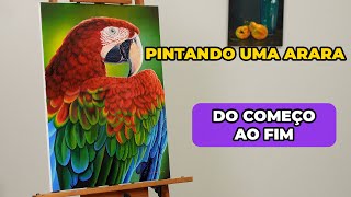 Pintura a óleo de uma ARARA | Oil painting of a Macaw - Amauri Jr. Artes