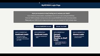 UNR MyNevada Account Activation