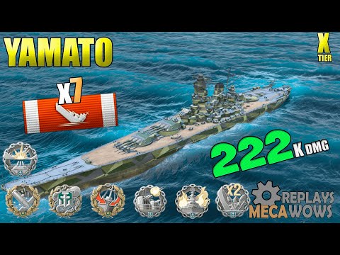 BattleShip Yamato 7 Kills 222K Damage | World of Warships Gameplay Replay