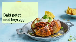 Bakt potet med langtidskokt høyrygg 