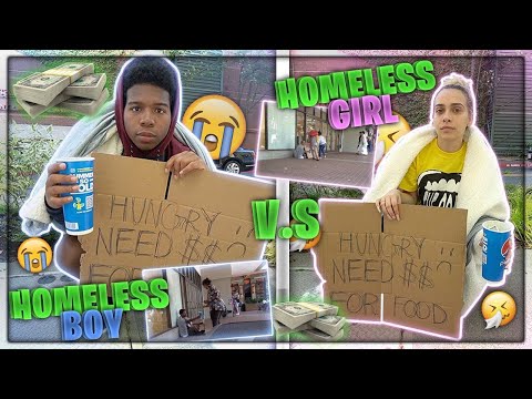 HOMELESS BOY VS HOMELESS GIRL (Who are you giving your money to?) SOCIAL EXPERIMENT