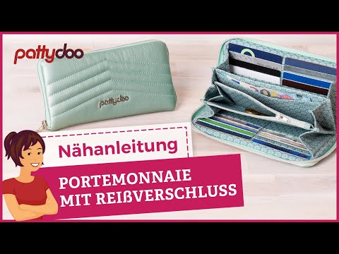 Portemonnaie mit Reißverschluss & vielen Fächern nähen | Aus Kunstleder mit edlem Steppmuster 🤩
