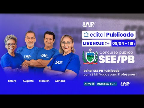 Banner de capa do material gratuito Edital SEE PB Publicado com 2 Mil Vagas para Professores!