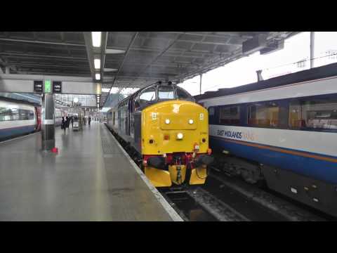 (HD) Newly Painted 37402 Thrashes Out Of St Pancras Working 2Z02 Derby - Derby 19/3/13
