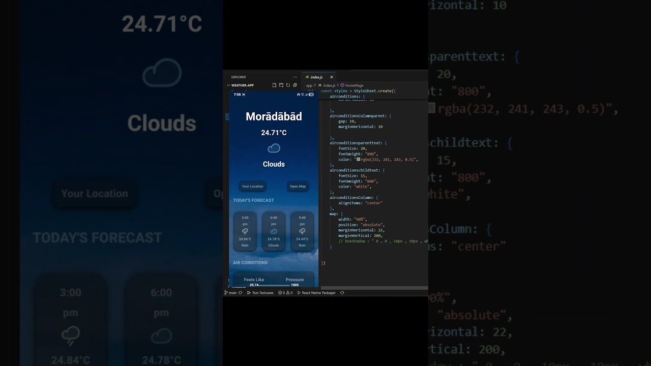 Weather App using React Native #reactnative #javascript #appdev  #mobiledevelopment #weatherapp