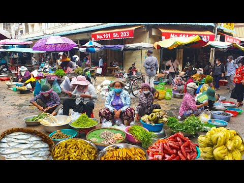 Cambodian Wet Market @ Old Takhmao Market -  Morning Market Food Show