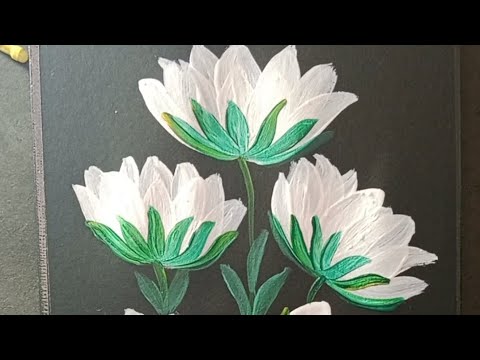 White 🤍 Easy Flower Painting ! Elegant Acrylic Floral Art🌿! Let me know friends do you like it 🫶