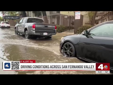 Ponding water, flooding reported in San Fernando Valley roadways