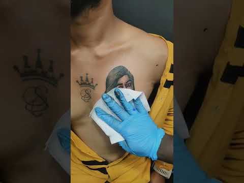 😁Girl Face Tattoo On🥰Chest | tattoo designs #shorts #short #tattoodesign
