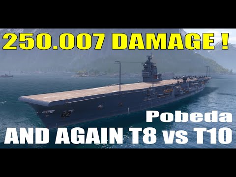World of Warships! How to play the Pobeda vs T10! - 2530 Base XP 250007 Schaden / Damage !