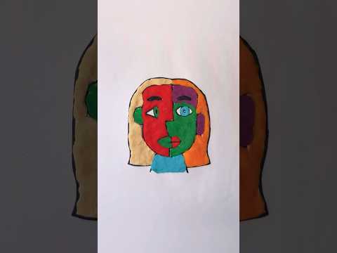 Rate this artwork from 1 to 10. 🎨😊 Inspired by Picasso’s Cubism! #shorts #youtubeshorts #artistic