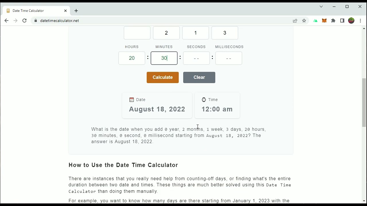 Date Time Calculator