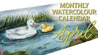 Monthly Watercolour Calendar - April Ducks