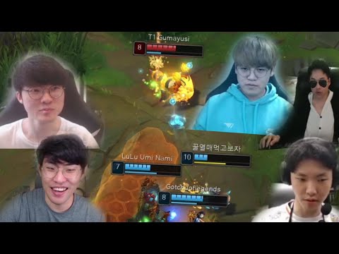 T1 Gumayusi Stands His Ground 1v3 - Random Stream Highlights (Translated)