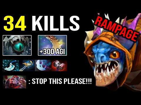 CRAZY +300 AGILITY RAMPAGE Slark Max Speed Hit Like a Truck with 34Kills & EPIC Fountain Dive DotA 2