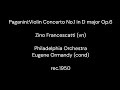 Paganini : Violin Concerto No.1 in D Major Op.6 / Z.Francescatti (vn) & E.Ormandy & Philadelphia O