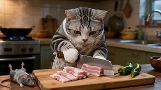 Mischievous Cat Laifu. You stupid cats—I want stir-fried pork; the two of you go make it for me.