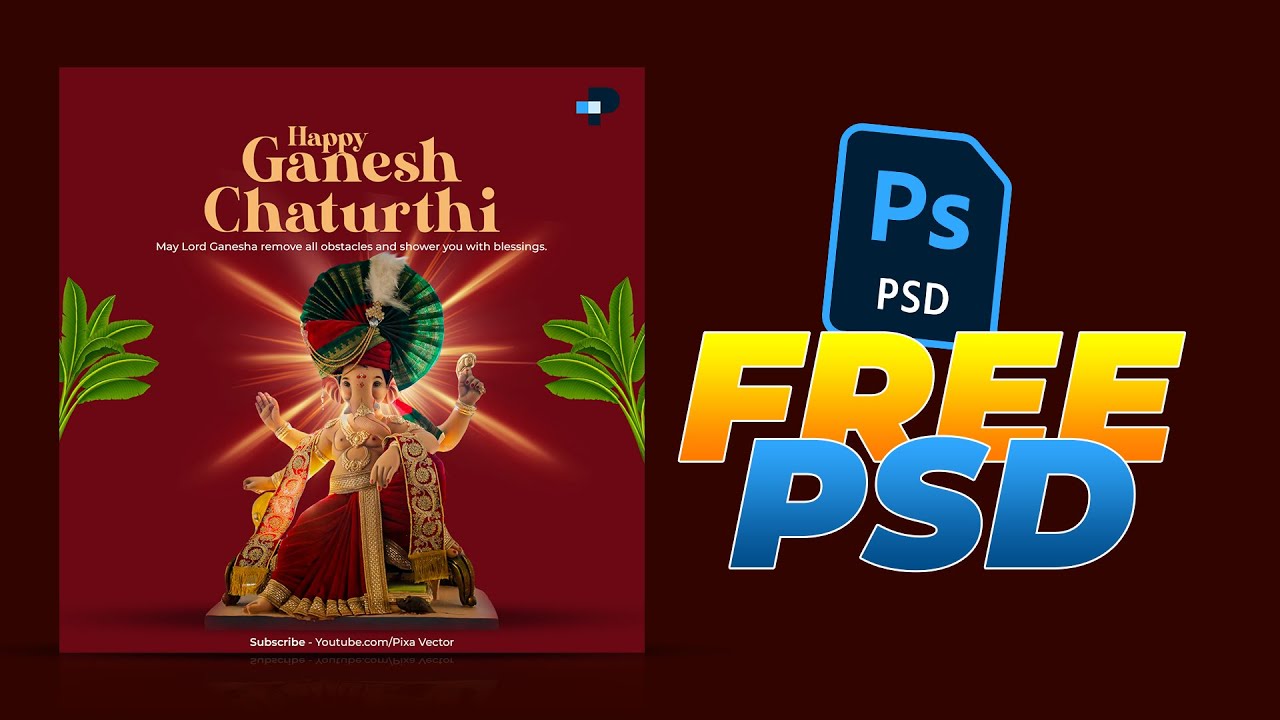 Ganesh Chaturthi Poster Design Tutorial | Free PSD Template Download | PixaVector #freepsd #ganesh